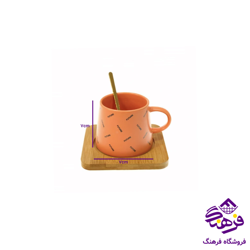 لیوان سرامیکی کف چوب رنگی